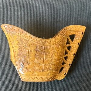 Wooden carved wedding cup from Balkan folk art tradition